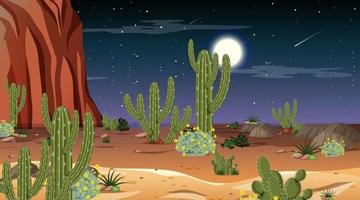 paysage de forêt du désert à la scène de nuit vecteur