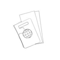 continu ligne dessin passeport et vol billet document illustration vecteur