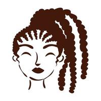 jeune femme afro avec des cheveux style silhouette rasta vecteur