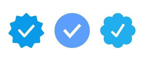 bleu cocher vérifié badge icône vecteur. social médias officiel Compte symbole vecteur