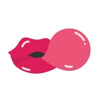 bouche et lèvres pop art lèvres féminines avec conception d'icône plate bulle de gomme vecteur