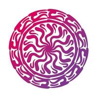 icône de style de silhouette florale mandala circulaire rose vecteur
