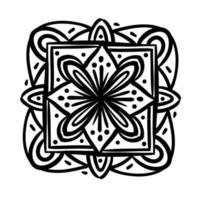 icône de style silhouette florale mandala carré vecteur