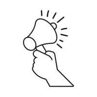 main avec l'icône de style de ligne de protestation mégaphone vecteur