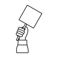 main humaine avec icône de style de ligne bannière carrée de protestation vecteur