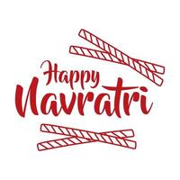 joyeuse fête de navratri avec style de ligne de baguettes vecteur