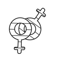 icône de style de ligne communauté lgbtiq symboles féminins vecteur