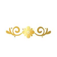 cadre de bordure élégant avec décoration de fleurs et de feuilles icône de style dégradé doré