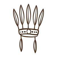 icône de style de ligne de chapeau de plumes indigènes vecteur