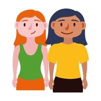 icône de personnages d'avatars de jeunes filles vecteur