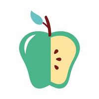 vert pomme sans une portion icône nature fruits frais vecteur