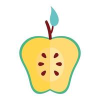 icône de la nature de la moitié des fruits frais vert pomme vecteur