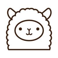 style de ligne animal mignon petit lama kawaii vecteur