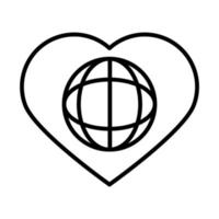 monde en coeur amour conception de l'icône de la ligne de la journée des droits de l'homme vecteur