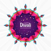 Carte de voeux de belle diwali festival coloré décoratif retour vecteur