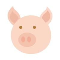 agriculture ferme cochon animal tête dessin animé plat icône style vecteur