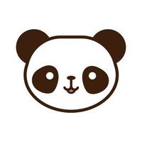 mignon petit ours panda kawaii ligne d'animaux et style de remplissage vecteur