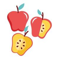 pommes rouges fruits frais nature icônes vecteur