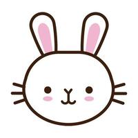 mignon petit lapin kawaii ligne d'animal et style de remplissage vecteur