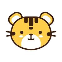 Tigre mignon petit animal kawaii ligne et style de remplissage vecteur