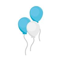 ballons bleus et blancs décoration célébration fête icône plate design vecteur