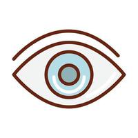 ligne de santé d'organe d'anatomie optique d'oeil de corps humain et icône de remplissage vecteur