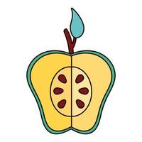 icône de la nature de la moitié des fruits frais vert pomme vecteur