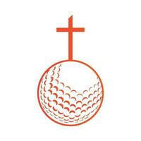 le golf Balle et christianisme traverser vecteur illustration