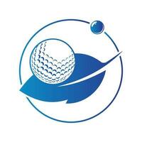 le golf Balle et feuille logo à l'intérieur une forme de nuage bague vecteur illustration