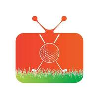 le golf Balle et des bâtons à l'intérieur une forme de la télé vecteur illustration