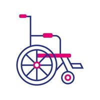 ligne de personne handicapée en fauteuil roulant et icône de style de remplissage vecteur