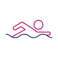 icône de style de remplissage et ligne d'avatar de natation de personne vecteur