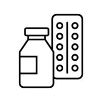 icône de style de ligne de bouteille de pilules de médicaments vecteur