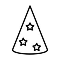 chapeau de magicien avec conception d'icône de ligne d'accessoires étoiles vecteur