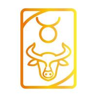icône de style dégradé de carte de prédiction de tarot ésotérique taureau du zodiaque vecteur