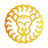 animal tête de lion sur icône de style dégradé fond blanc vecteur