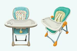 couple bébé Chaises hautes ensemble isolé sur blanc vecteur