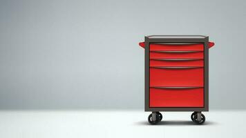 rouge Couleur métal outils cabinet sur gris vecteur