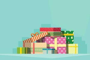 pile de coloré Noël cadeaux sur bleu vecteur