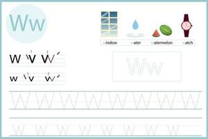 apprendre la lettre w vecteur