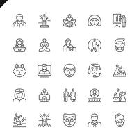 Thin line people icons set pour site web et site mobile et applications. Esquisser la conception des icônes. 48x48 Pixel Parfait. Pack de pictogrammes linéaires. Illustration vectorielle vecteur