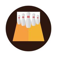 bowling avec jeu d'épingles sport récréatif bloc conception d'icône plate vecteur