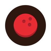 Bowling boule rouge jeu d'équipement sport récréatif bloc conception d'icône plate vecteur