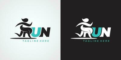 fonctionnement logo, le jogging et marathon logo modèle conception vecteur