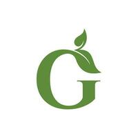 initiale lettre g avec feuille luxe logo. vert feuille logo modèle vecteur conception.