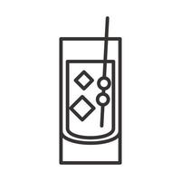 icône de cocktail boisson alcoolique conception de style de ligne d'alcool frais vecteur