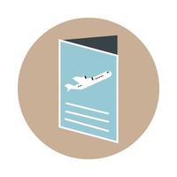 brochure de l'aéroport terminal de transport de voyage d'avion tourisme ou bloc d'affaires et icône de style plat vecteur