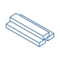construction de réparation isométrique barres carrées en acier outil de travail et conception d'icône de style linéaire d'équipement vecteur
