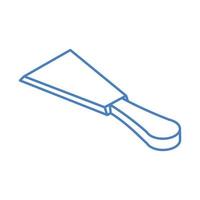 Outil de travail de spatule de construction de réparation isométrique et conception d'icône de style linéaire d'équipement vecteur