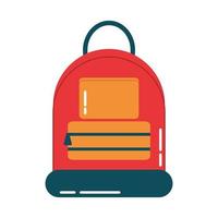 icône de style plat d'équipement de sac à dos d'approvisionnement d'éducation scolaire vecteur